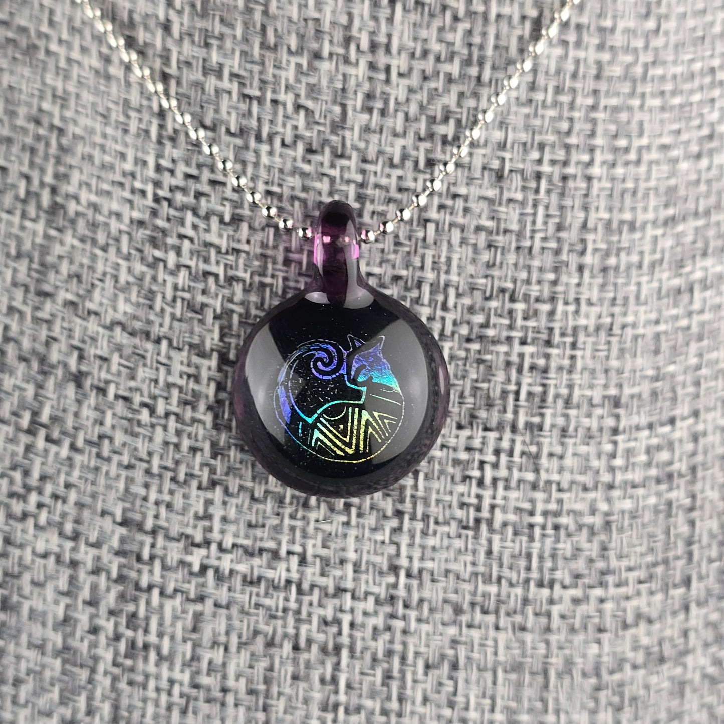 Rainbow Dichro Aztec Kitty: Galaxy & Gold Amethyst