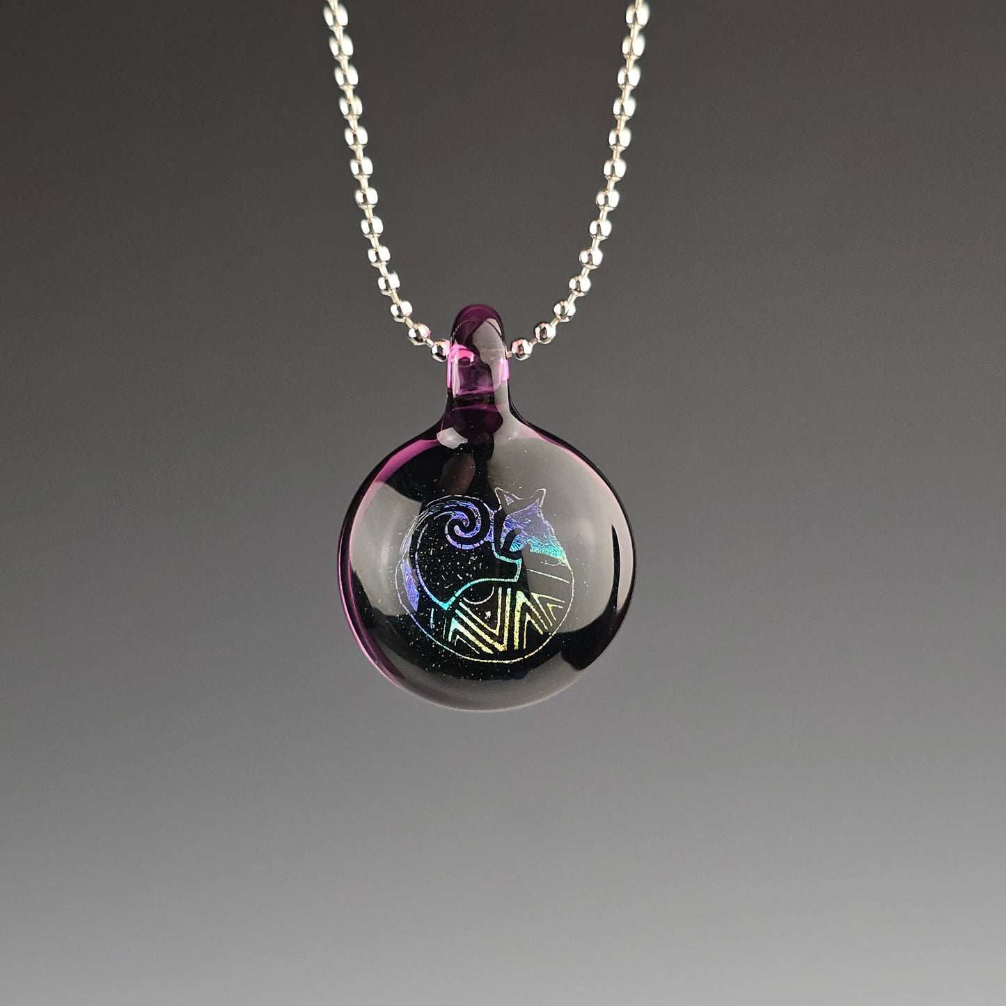 Rainbow Dichro Aztec Kitty: Galaxy & Gold Amethyst