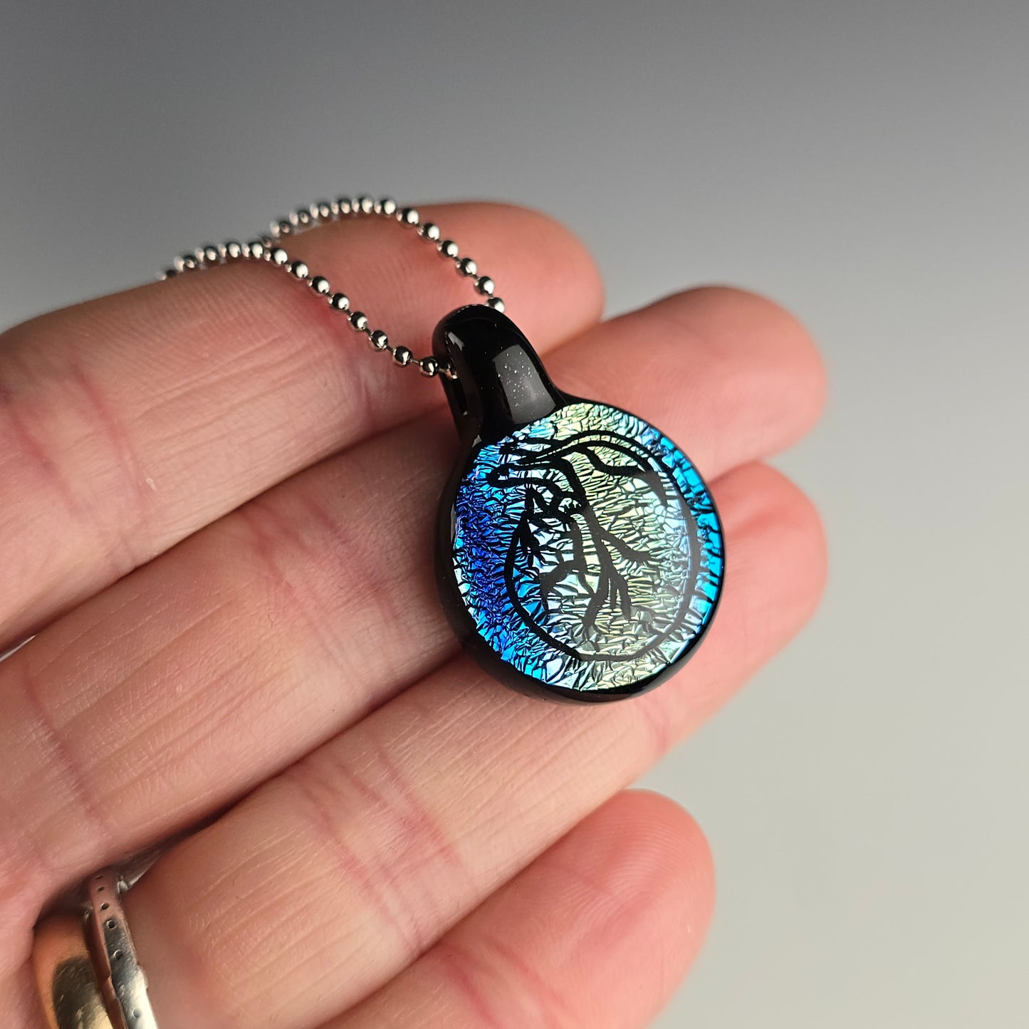 Medium Blue & Gold Dichro: Shrimpin' Kitty