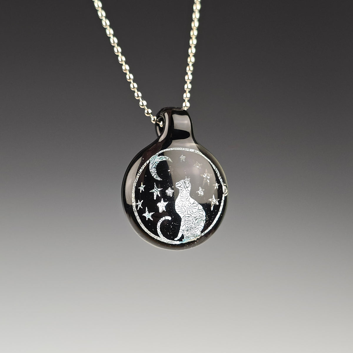 Medium Silver Dichro Moon & Stars: Galaxy Black