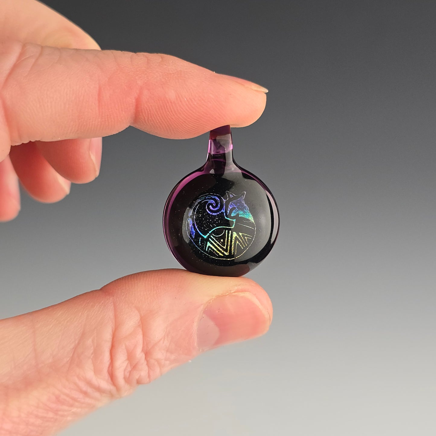 Rainbow Dichro Aztec Kitty: Galaxy & Gold Amethyst