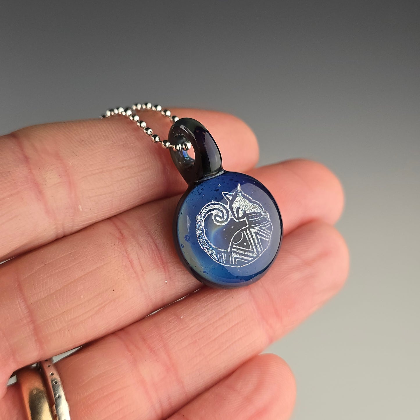 Mini Silver Dichro Aztec: Blue Green