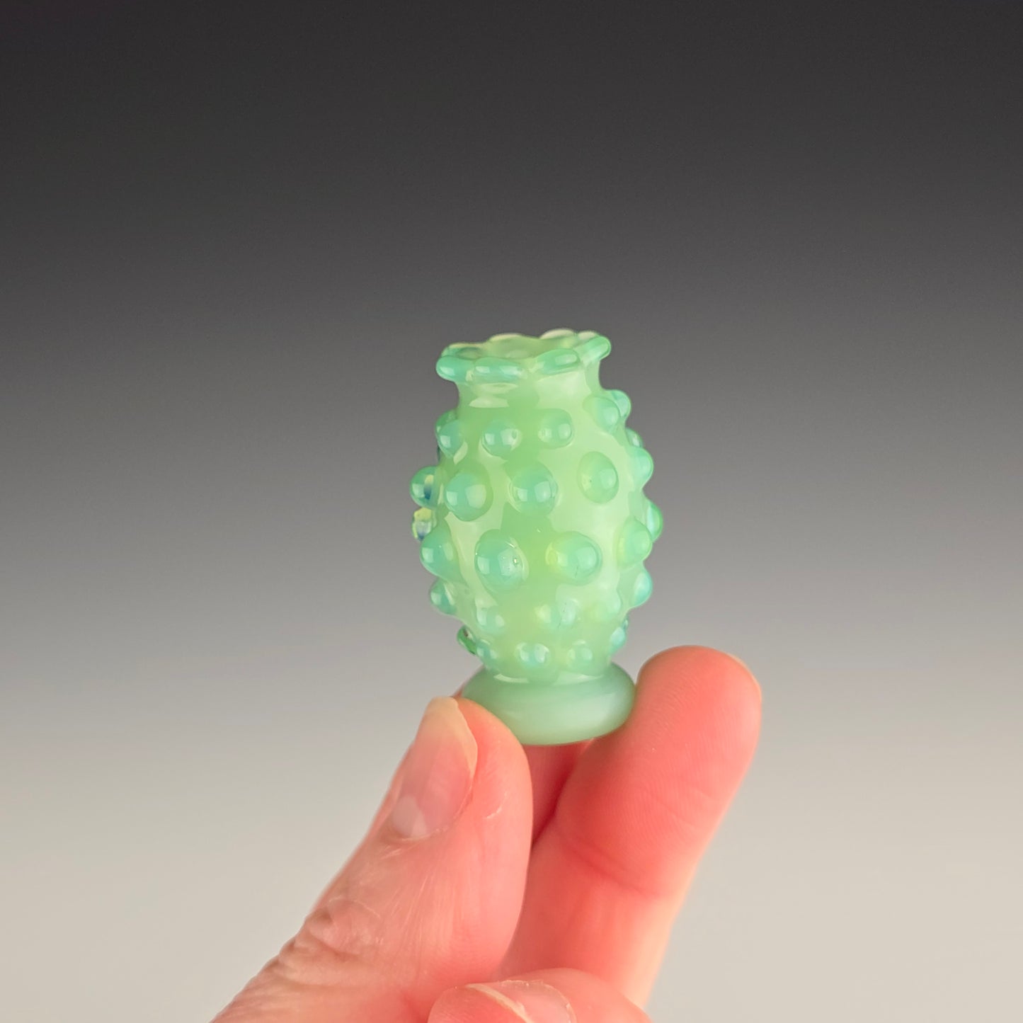 Jade Green Hobnail with Beaded Rim Whisker Vase