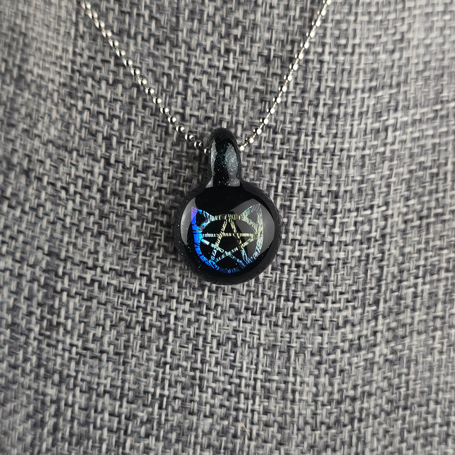 Mini Rainbow Dichro Kitty Face Pentacle: Galaxy Leprechaun