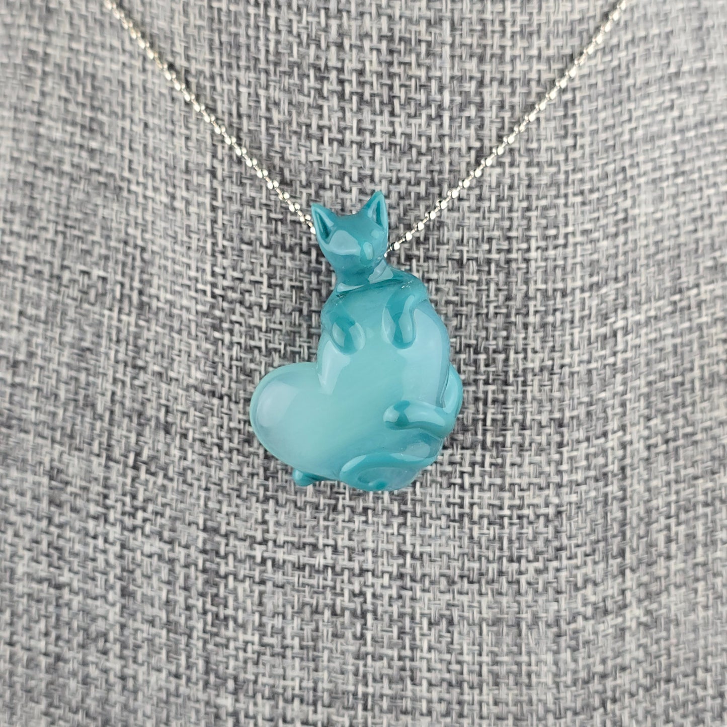 Aqua Clingy Kitty on a Nimbus Heart