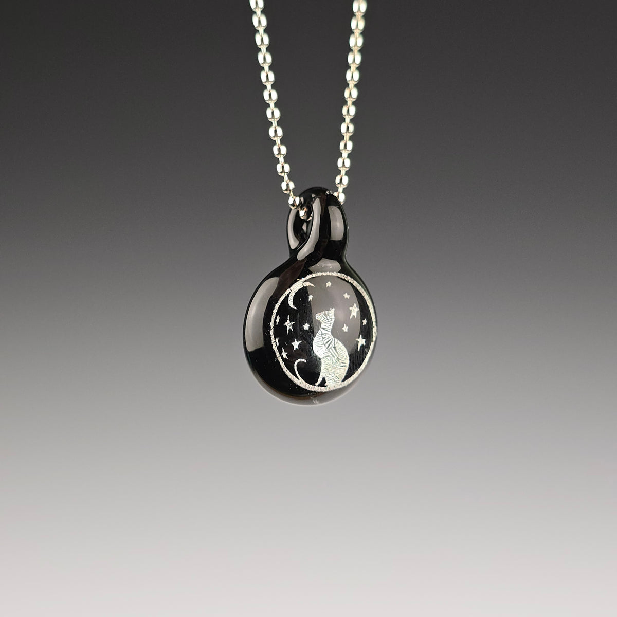 Mini Silver Dichro Moon & Stars on Galaxy Black