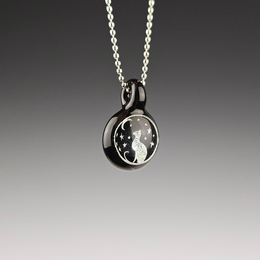 Mini Silver Dichro Moon & Stars on Galaxy Black