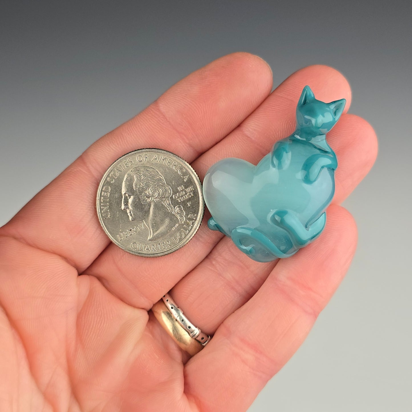 Aqua Clingy Kitty on a Nimbus Heart